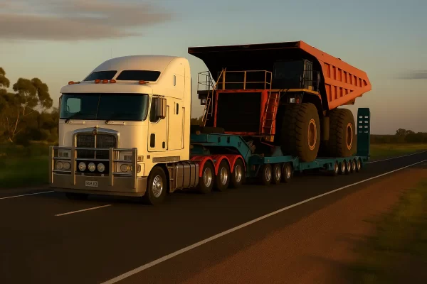 Mining Equipment Transport – TM Heavy Haulage Mining equipment transport truck by TM Heavy Haulage on remote Australian road