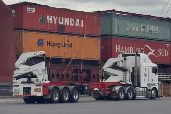 Truck loaded with shipping containers for container transport in Adelaide